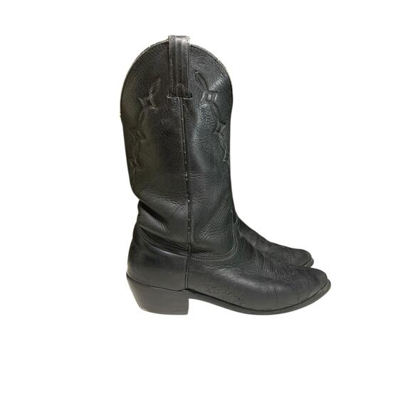 Cats Paw Vintage Western Cowboy Boots Black Leather Pull On Riding Italy 10 1/2 main image 12